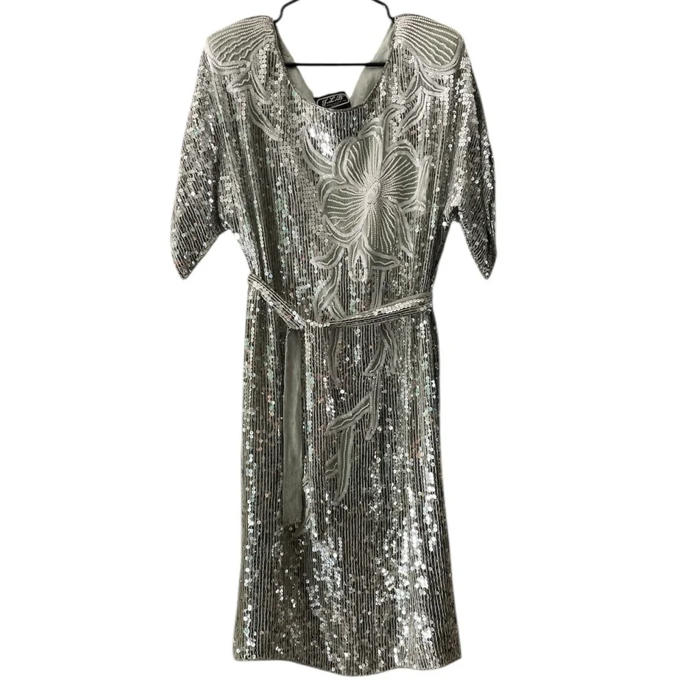 J. L. B. Vintage beaded sequin 100% silk dress